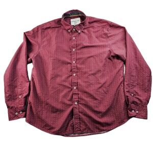 International Report Shirt Mens XL Burgundy Printed Classic Collared Button Down